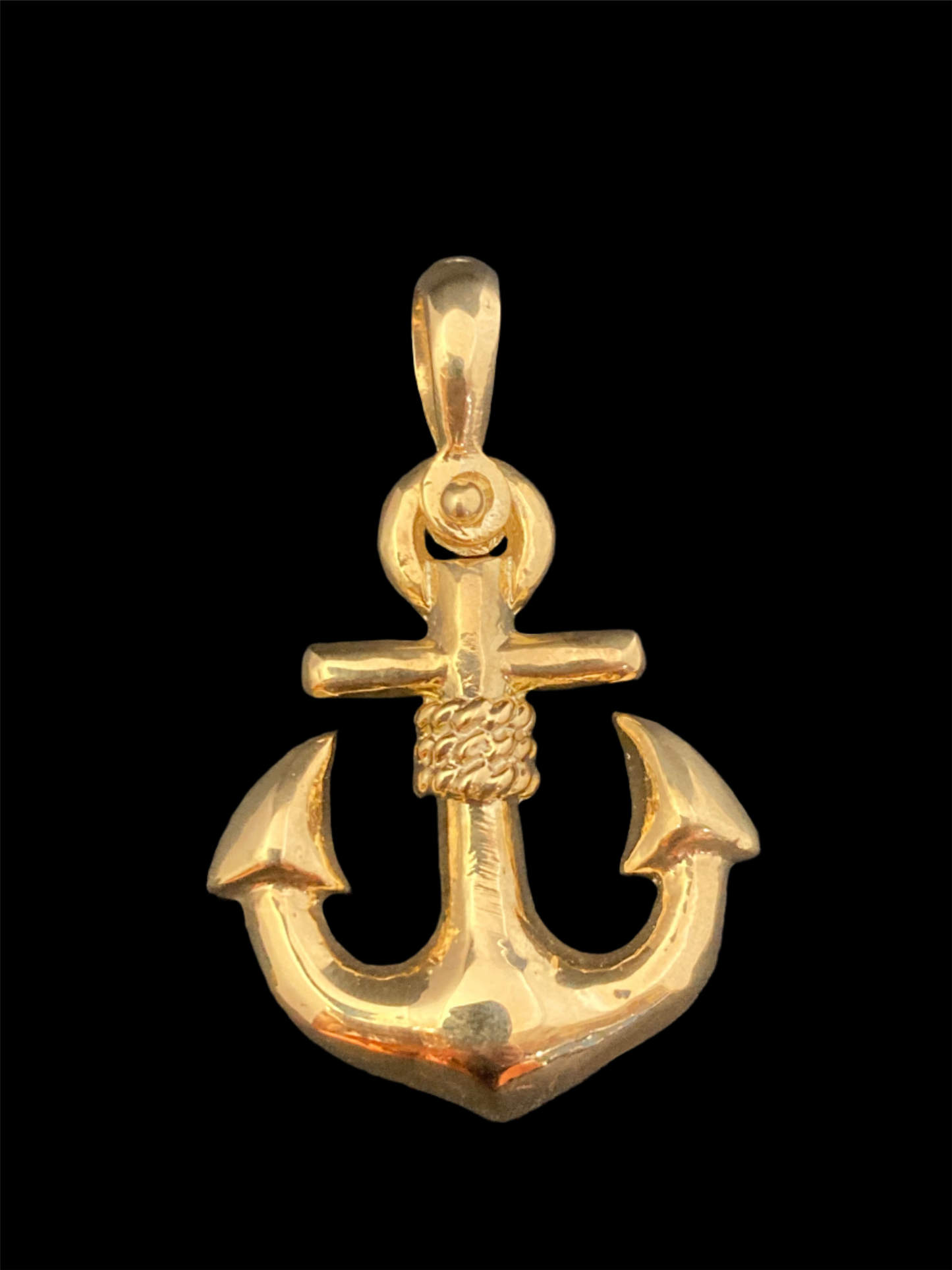 14K Gold Anchor Pendant