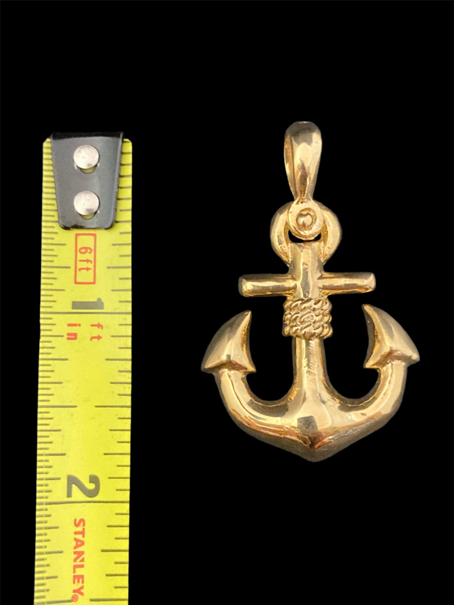 14K Gold Anchor Pendant