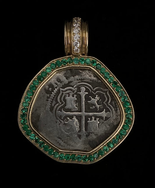 Mexico City Coin with Pave Set Emeralds