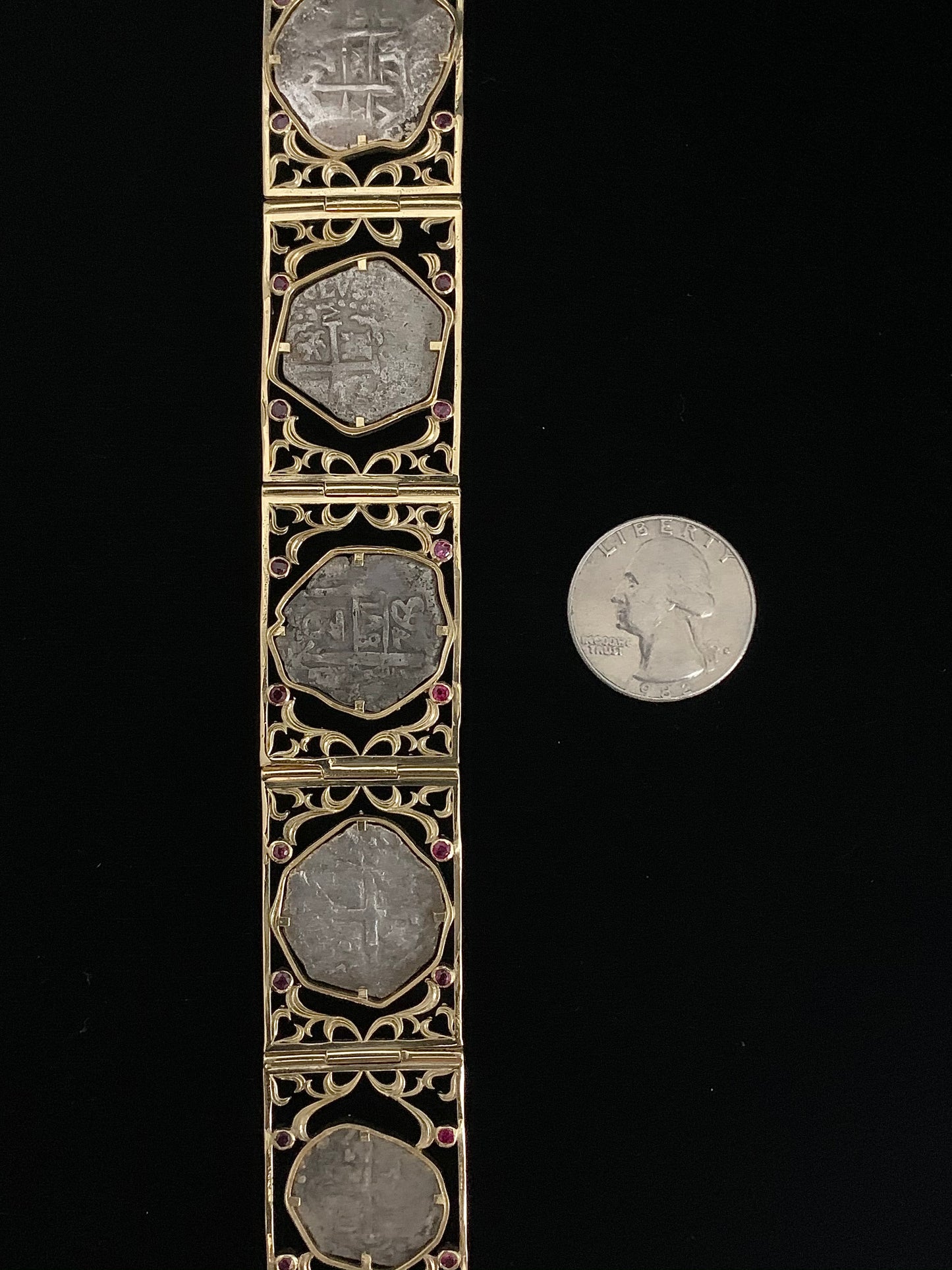 Mixed Spanish Coin Bracelet with Rubies