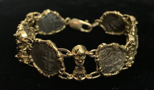 Mixed New World Coin Bracelet with Skulls