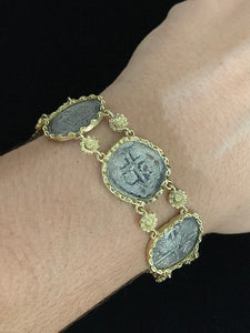 Mixed Spanish Coin Bracelet with Flowers