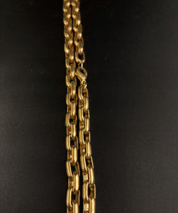 14K Gold Elongated Rectangle Link Chain 7mm
