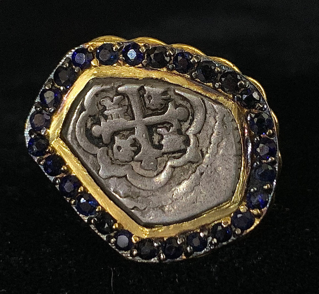 Mexico City Coin With Halo of Sapphires