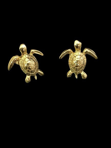 Gold Turtle Stud Earrings